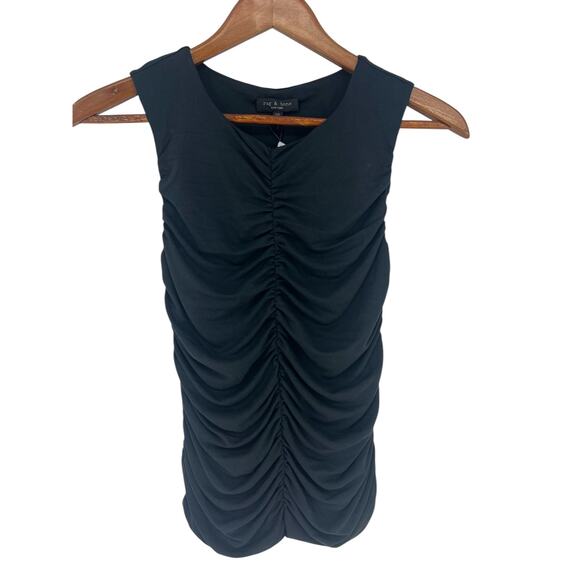 Rag & Bone Christy Ruched Tank in Black - Picture 5 of 12